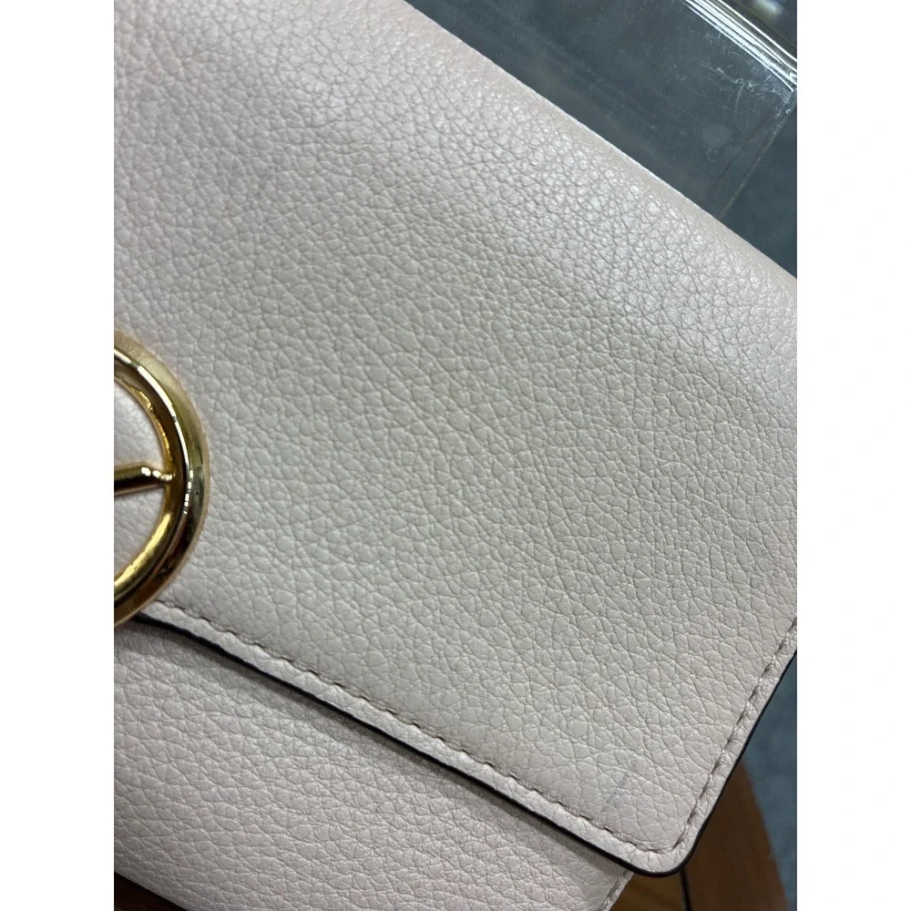 MK Leather wallet Michael Kors Fulton Flap Pale Pink Pebbled Gold Logo